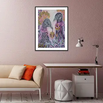 

5D DIY Special Shaped Diamond Painting Peafowl Cross Stitch Kit Needlework Wall Mounted Bedroom Home Embroidery Decortion
