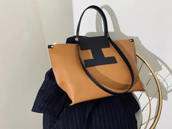 

2020 new big bag head layer cowhide tote bag lady bag handbag shoulder bag trendy fashion handbag original design handbags