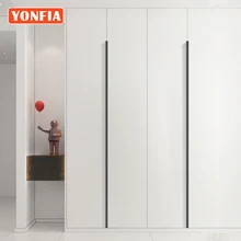 

YONFIA 3741 Long Aluminium Hidden Profile Furniture Handle Wardrobe Cabinet Drawer Pull Handle Long Concealed Closet Door Handle
