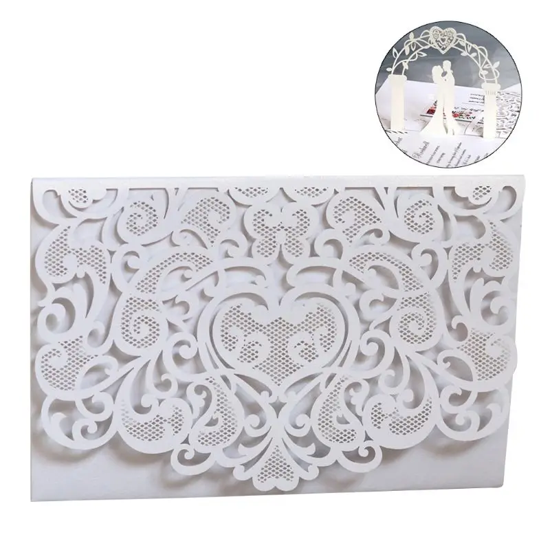  10pcs 3D Pop up Wedding Invitation Cards Laser Cut with envelope for Wedding 72XF - 4000389139684