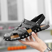 Роскошные сандалии из натуральной коровьей кожи; Мужские сабо; мужские сандалии; летние шлепанцы; садовая обувь; новые красивые мужские сандалии; Sandalias Hombre