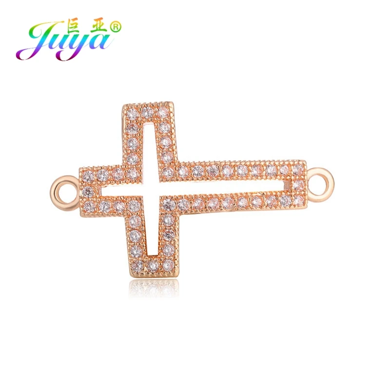 Rose Gold Juya DIY аксессуары для ювелирных изделий Rhombus Бесконечность Крест Шарм Разъемы для ручной работы браслет ожерелье серьги изготовление - Цвет: Rose Gold