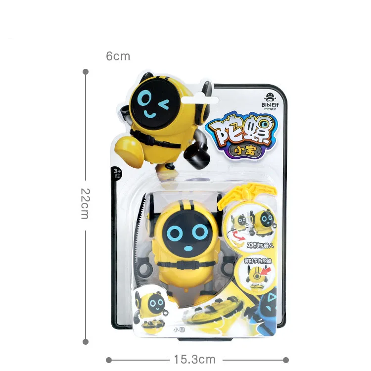 Creative Novel 2 In 1 Separable Design Rotating Spinning Top Robot Battle Toys Classic Pull Ruler Launcher Inertia Stunt Toy