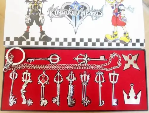 Silver Kingdom Hearts 2 II брелок Подвеска Ожерелье Набор коробка 12 шт коллекция оружия - Цвет: Silver