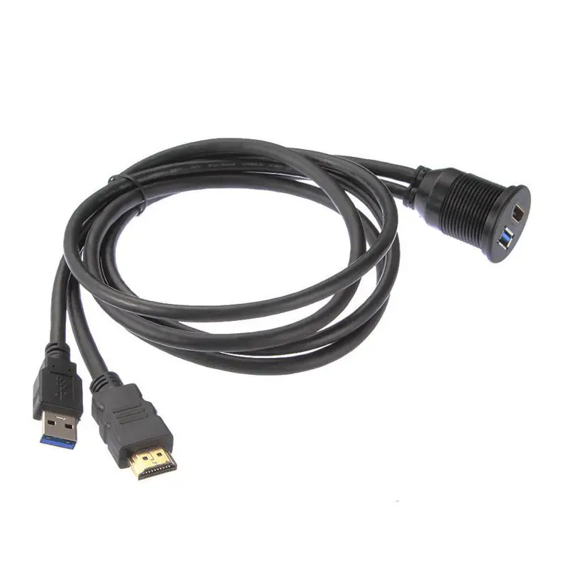 AAAE Топ- USB 3,0 HDMI удлинитель флеш приборная панель монтажный кабель для автомобиля лодки мотоцикла