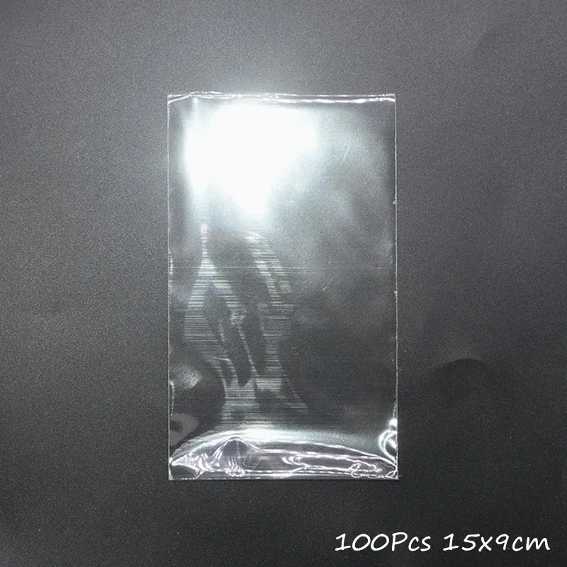 100pcs 15x9cm 100 шт прозрачные пластиковые пакеты для конфет, леденцов, печенья, упаковочный целофан, мешок для подарков на Рождество, свадьбу, день рождения, вечеринку - Цвет: 100pcs 15x9cm