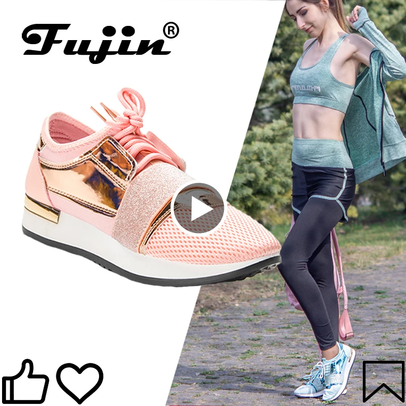 

Fujin Women Sneakers New 2020 Spring Fashion Pu Leather Platform shoes Ladies Trainers Chaussure Femme Women Casual Shoes