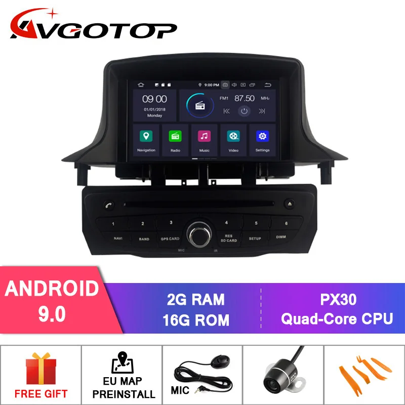 DE! AVGOTOP Android 9,0 4 Гб+ 64 ГБ Автомобильный dvd-плеер для RENAULT Megane III 2009-2011 ips HD экран навигация