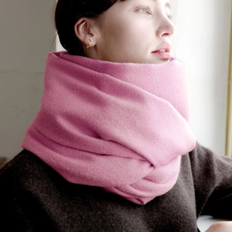 Hotpink Шерстяной женский шарф 300 г, утолщенная кашемировая шаль, модные зимние женские шарфы из пашмины, большие размеры, сохраняющие тепло - Цвет: Hotpink
