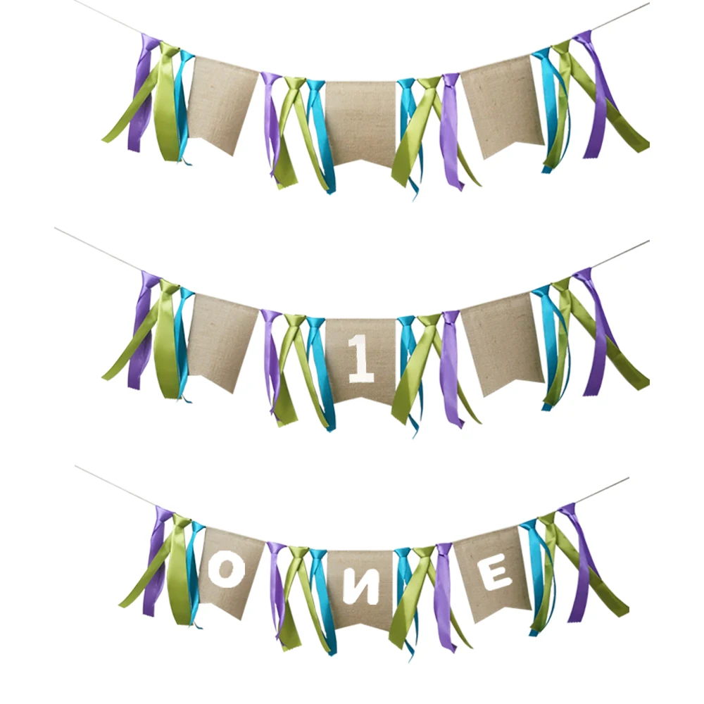 Синий фиолетовый зеленый лента с днем рождения ребенка душ юбилей вечеринка