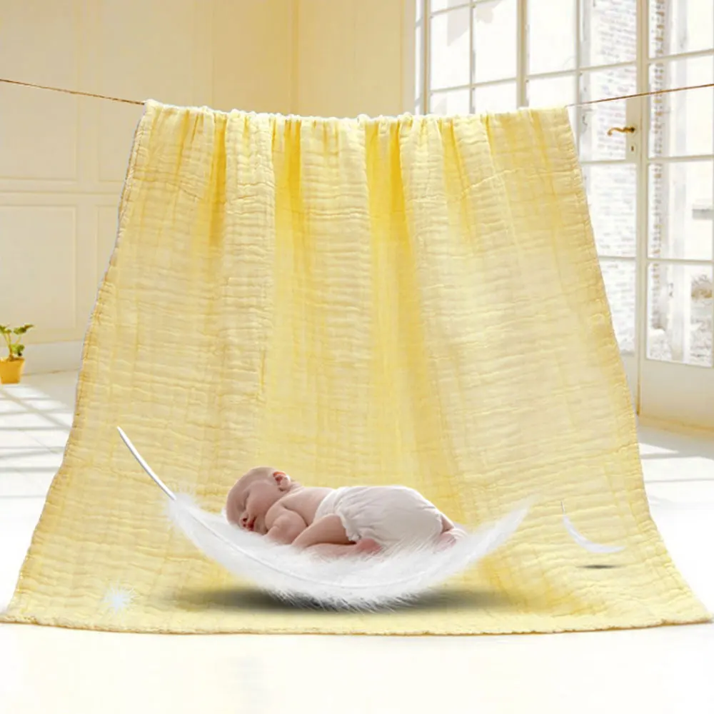 

6-layer Solid Color Baby Bath Towel 100% Cotton Towel Newborn Child Water Absorption Blanket Wrap Bedding Body Care Towels