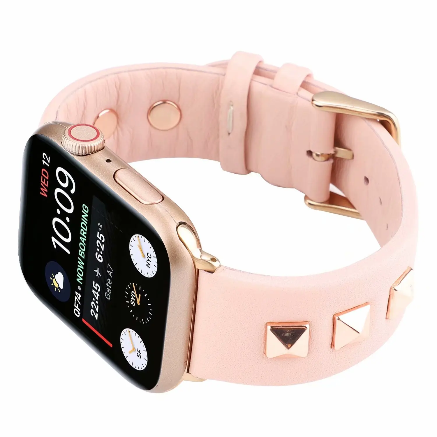 Для Apple watch, ремешок с заклепками, серия 5, 4, 3, 2, 1, браслет для мужчин и женщин, кожаный ремешок 38 мм, 42 мм, 44 мм, для iwatch, 4 ремешка, 40 мм, аксессуары