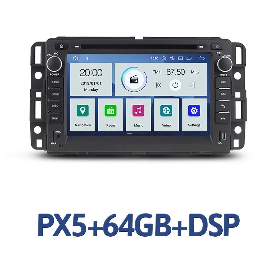 PX5 built DSP DSP PX6 ips Android 9,0 4 Гб+ 64 Гб RDS радио Автомобильный dvd-плеер Bluetooth 4,2 Wifi для GMC Acadia 2009-2011 GMC Denali 2007-2012 Yukon - Цвет: PX5 built DSP