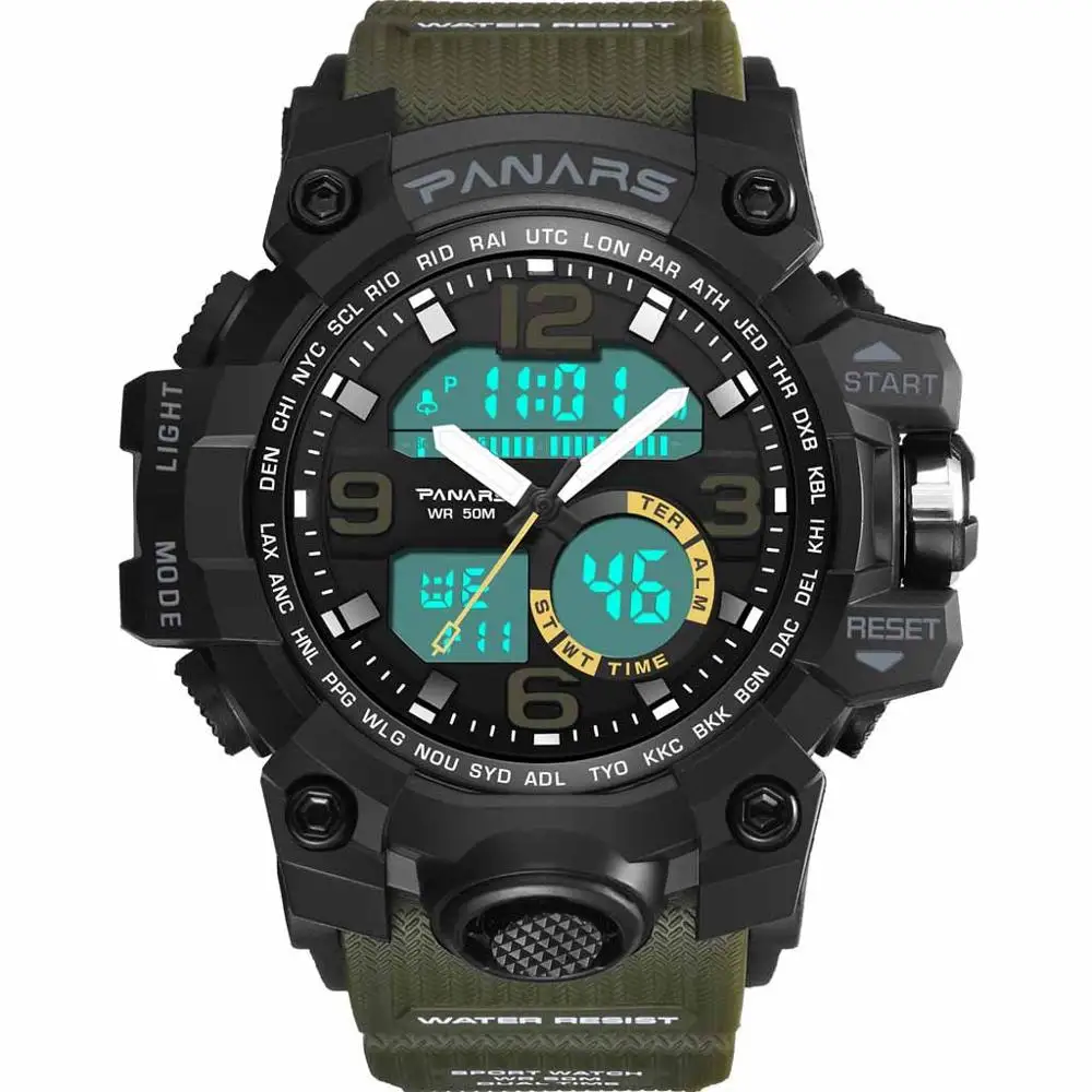

Two Place Multi Function Dual Display Pointer Luminous Sports Electronic Watch Digital Watch Men Water Resistant #4N06