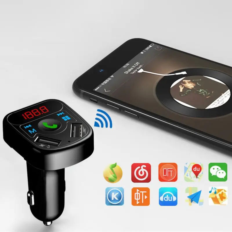 USB зарядное устройство автомобильный комплект громкой связи беспроводной Bluetooth fm-передатчик ЖК MP3-плеер автомобильные аксессуары аудиокабель