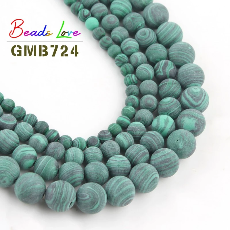 15"Strand Green Malachite Stone Round Stripe Loose Beads Spacer Jewelry Finding 