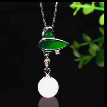 

Natural Hetian White Jade Inaly Zircon Fresh Bamboo Leaf Pendant Jewelry 925 Sterling Silver Necklace Pendant Fine Jewelry