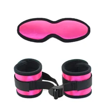 SM bdsm bondage pu leather plush handcuffs sexy eye mask and ankle cuffs sex toys set bondage flirting adult exotic accessories