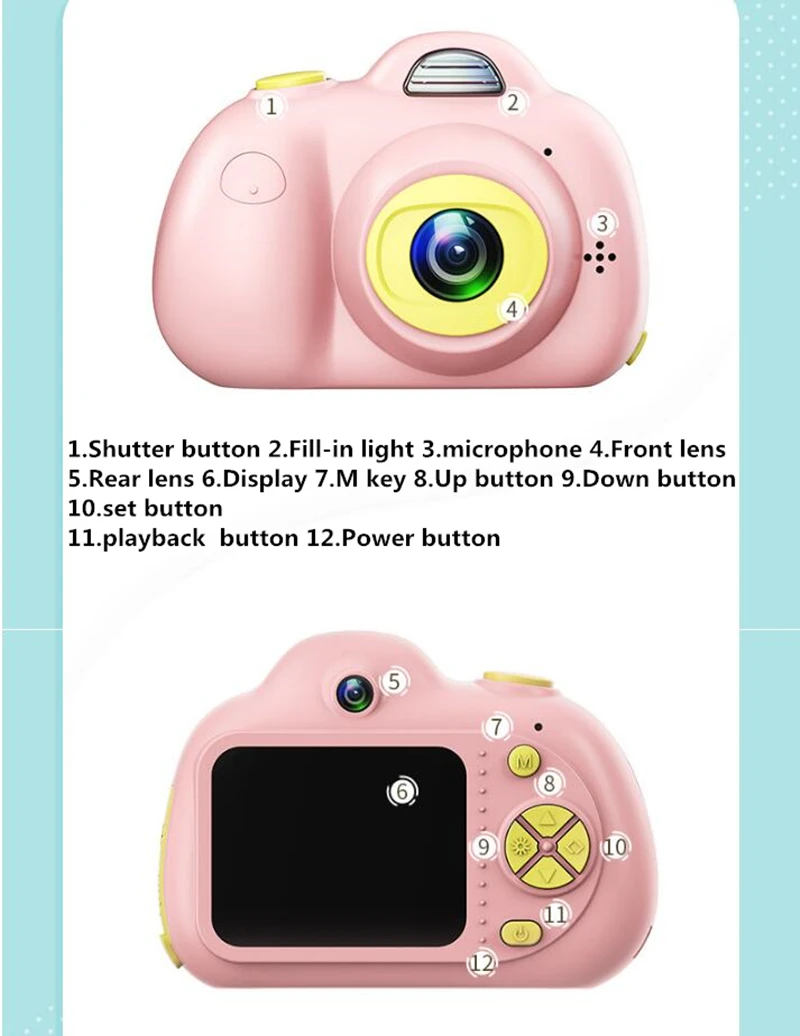 Детская игрушечная мини-камера, цифровая фотокамера, детские игрушки, обучающая фотография, подарки, игрушка для малышей, 8 Мп, hd камера для детей
