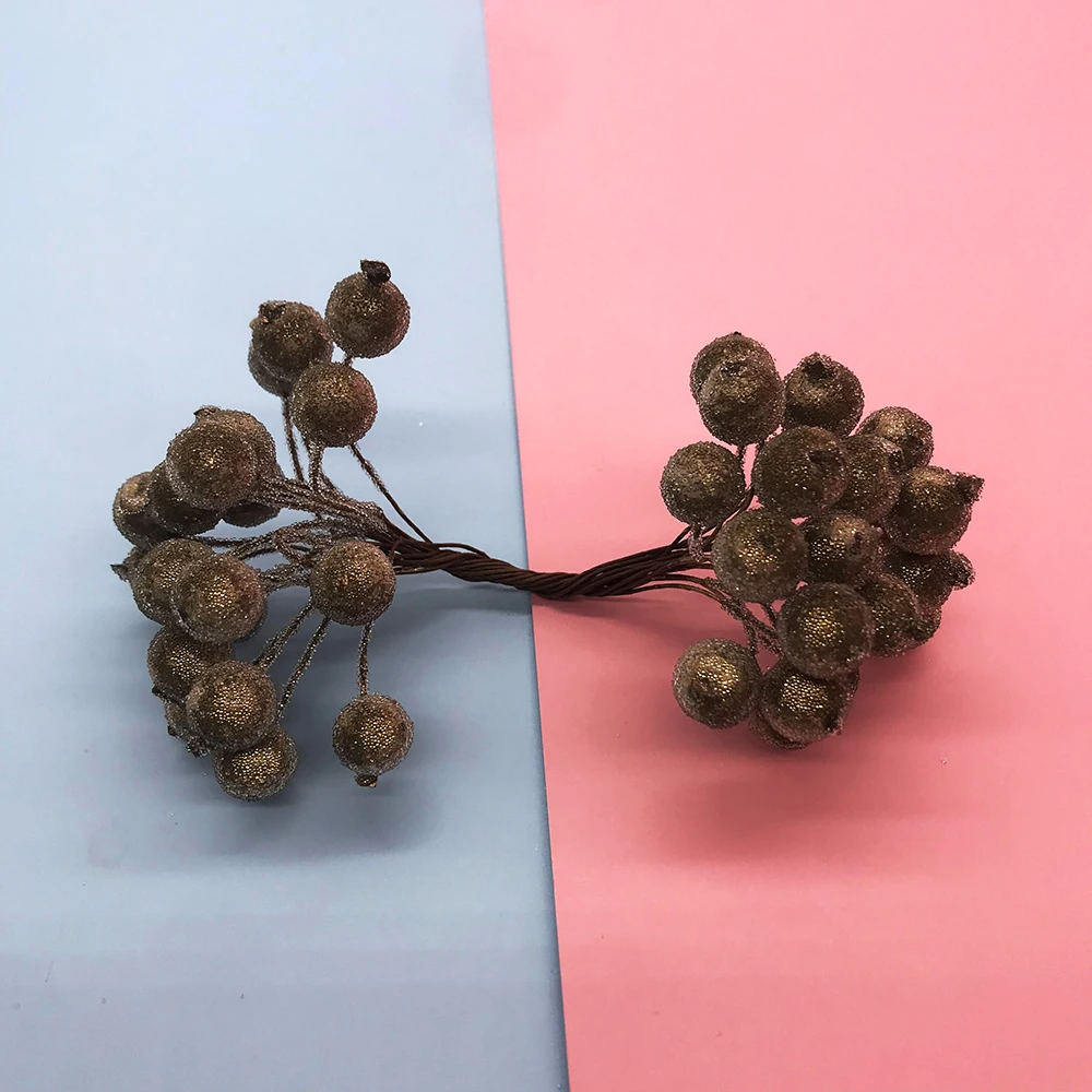 40 Stück Mini-Weihnachtsbeeren, mattiert, künstliche Beeren, lebendige rote Stechpalmen, Beeren, Weihnachtsbaum, dekorative künstliche Blumen, Doppelköpfe – Detail 9