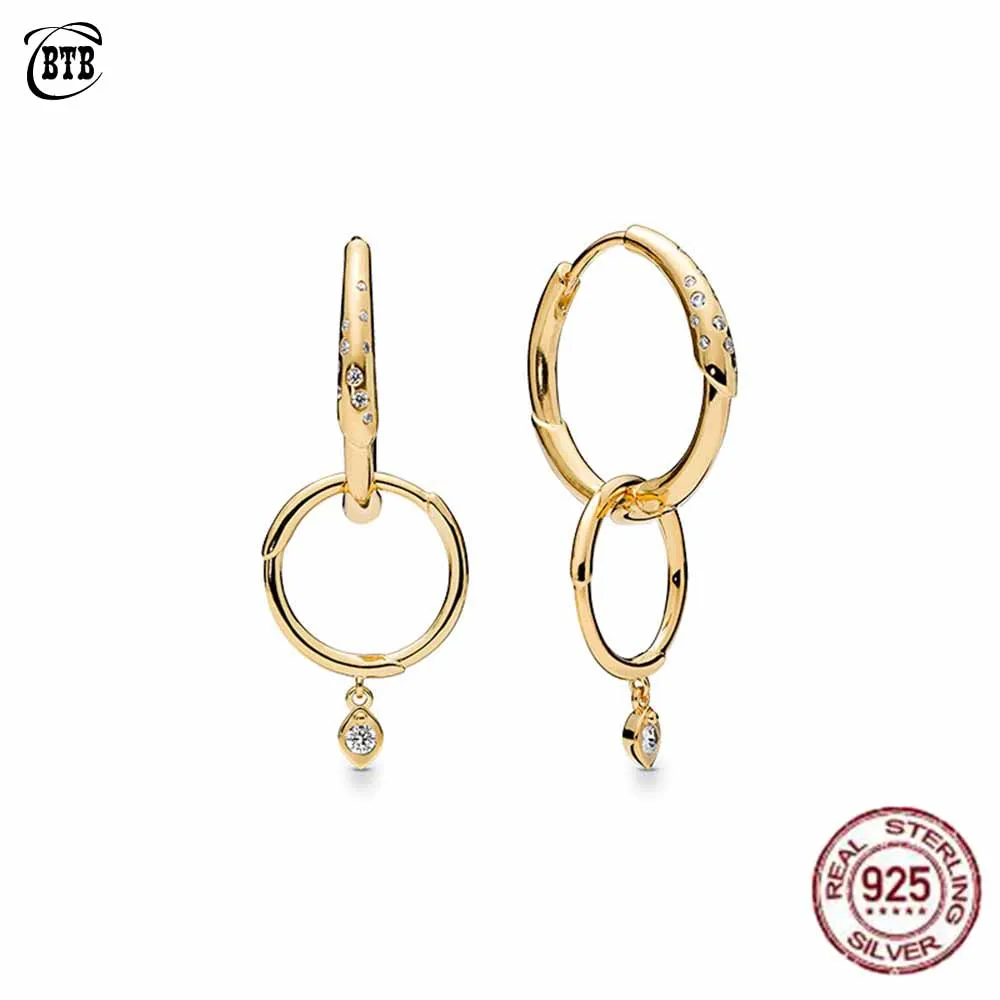 

2019 Summer New 925 Sterling Silver Shine Golden Crystal Flower Branch Earrings Fit for Women's Gift Fine Jewelry