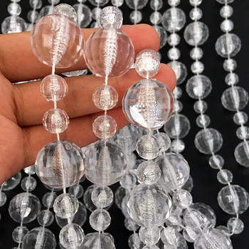 

10 Meter Cotton Line 20mm+10mm Artificial Crystal Clear Round Ball Glass Beads Chain DIY Hanging Garland Wedding Decoration
