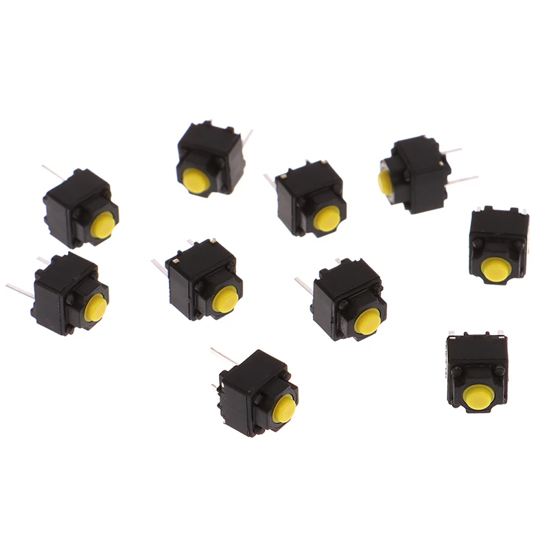 10pcs Mute Button Silent Switch Wireless Mouse Wired Mouse Button Micro Switch Yellow Push Button Switches 6*6*7.3mm