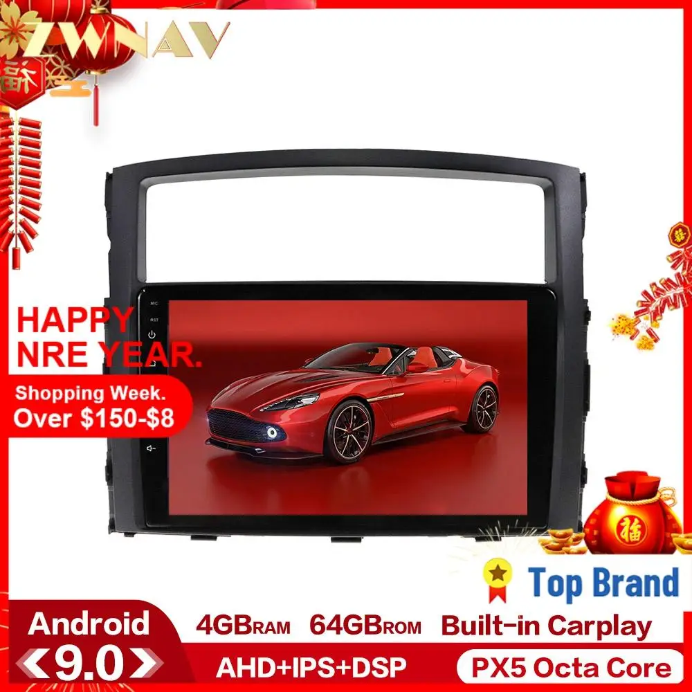 Автомобильный мультимедийный плеер Carplay DSP 4 Гб + 64 ГБ Android 9 0 Mitsuishi Pajero 2006 2011 GPS Glonass