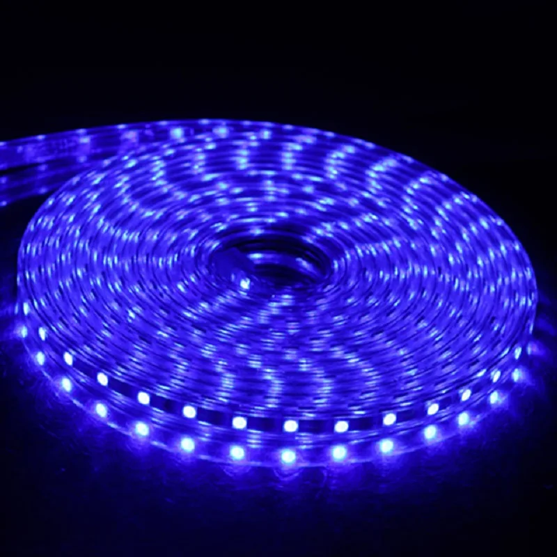 Blue SMD 5050 AC220V Светодиодные ленты гибкий Водонепроницаемый светильник 60 светодиодный s/m RGB светодиодный лента светодиодный светильник с Мощность штекер Адаптер длиной 1 м/2 м/3 м/5 м/10 м/15 м/20 м /25 м - Испускаемый цвет: Blue