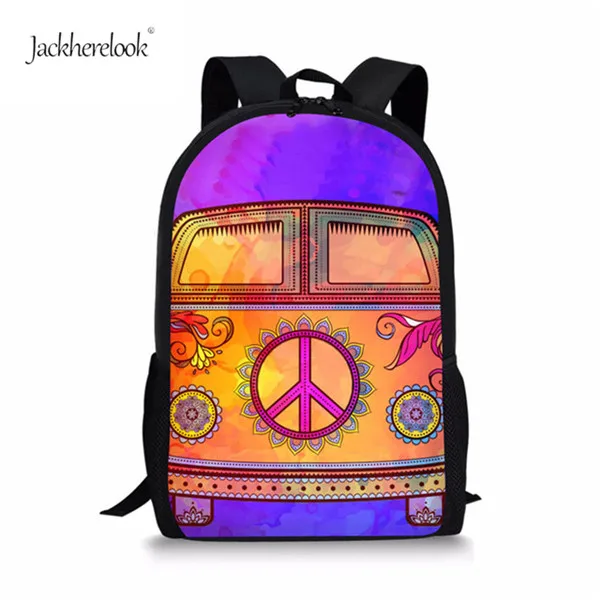 Z4295C Jackhereook 3 шт./компл. хиппи автобус печати дети школьные ранцы для мальчиков девочек детский школьный рюкзак через плечо книга Сумка подарки - Цвет: Z4295C