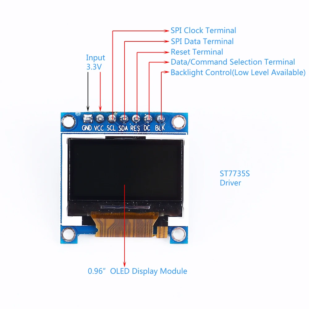 0.96in SPI 128x64 RGB TFT ЖК-дисплей модуль 262K ST7735S драйвер 128*64 3,3 V