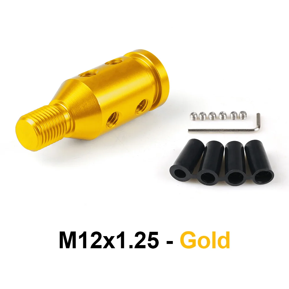 M12x1.25 GOLD Для M10x1.5/M12x1.25 резьба автомобиля ручной переключения передач адаптер для ручки из алюминиевого сплава - Цвет: M12x1.25 GOLD