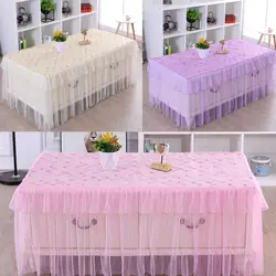 Тюлевая юбка-пачка для стола посуда для свадебной вечеринки, декор ко дню рождения, винтажная Цветочная кружевная скатерть