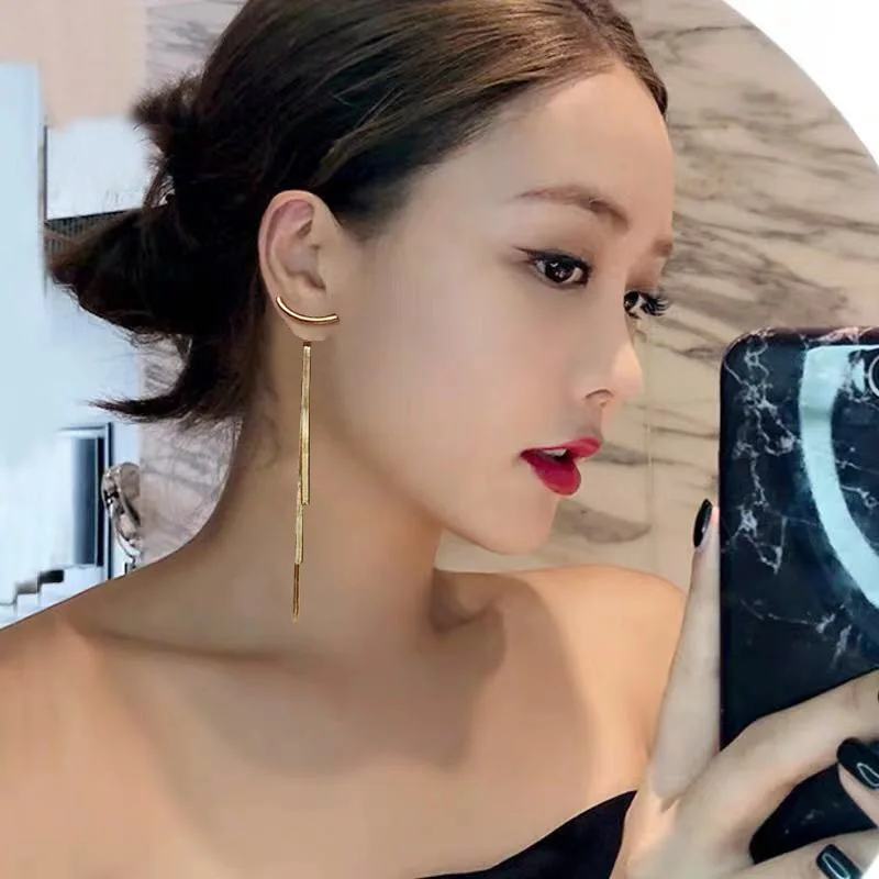 

Female 2020 new kpop trendy Women's Stud earrings fashion net red temperament long tassel earrings jewelry Valentine's day gifts