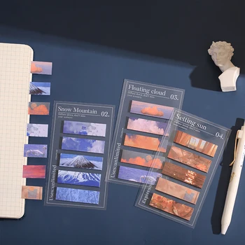 

2pcs Space Debris Index Sticker Sticky Notes Set Flower Snow Cloud Sunset Sea Memo Pad Office File Planner Agenda School A6332