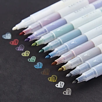 

10 Color metallic marker pen Black album Art drawing Metal markers scrapbooking tools Stationery School supplies EB614
