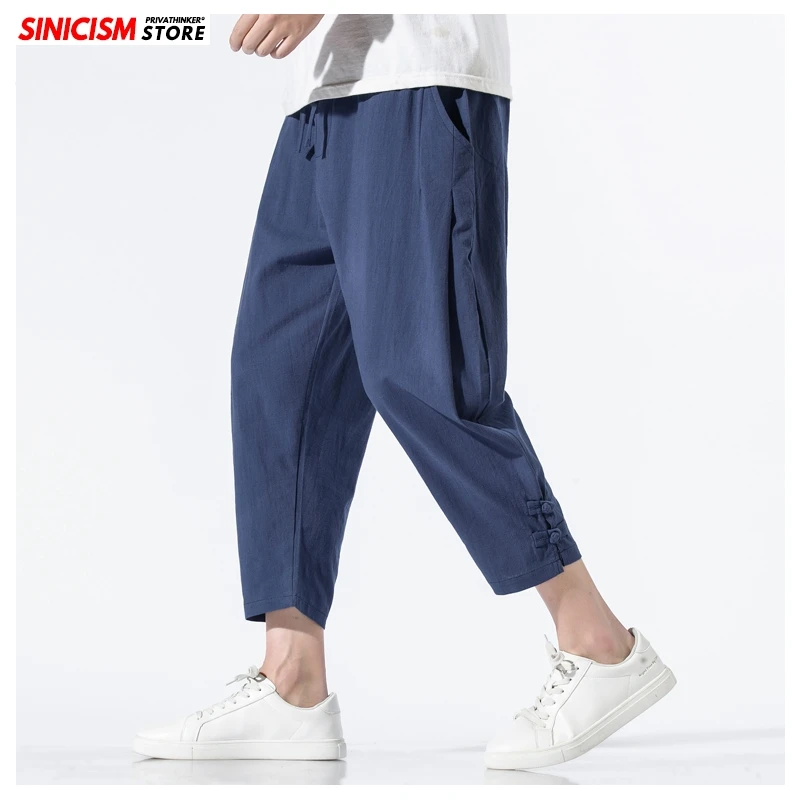 Sinicism Store Men Solid Summer Beach Pants Men's 2020 Cotton Linen Trousers Male Oversize Chinese Style Calf-Length Pants 5XL Sinicism Store Men Solid Summer Beach Pants Men's 2020 Cotton Linen Trousers Male Oversize Chinese Style Calf-Length Pants 5XL