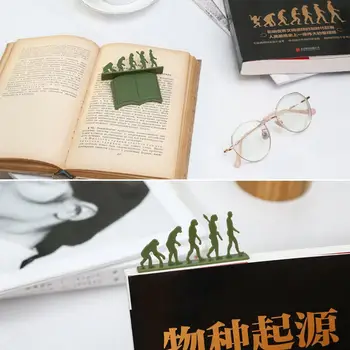 

1Pcs Creative Theory of Evolution Bookmark 3D Silicone Green Orange Bookmarks For Children Book Holder Red Reading Gift P8Z5