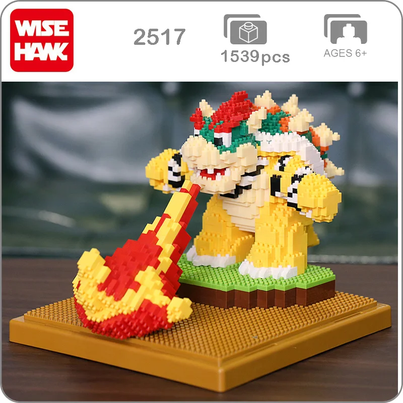 

Game Super Mario Fire Bowser Turtle Boss Animal Monster 3D Model DIY Diamond Mini Building Small Blocks Toy no Box