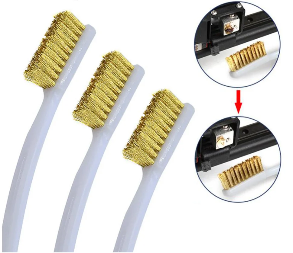 

3D Printer Accessories Cleaner Tool Copper Wire Toothbrush Copper Brush Handle For Nozzle Block Hotend Cleaning Parts