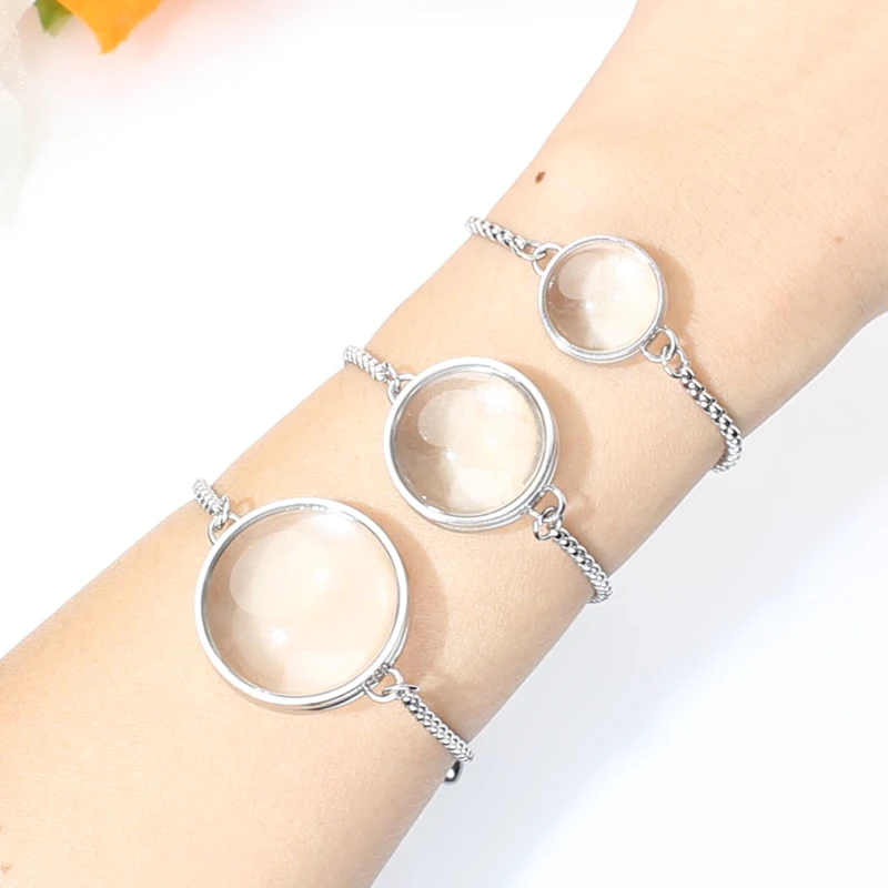 17/23/28/30mm Stainless Steel Double Curved TwistScrew Glass Locket Living Floating Memory Charms Adjustable Chain Bracelet Gift