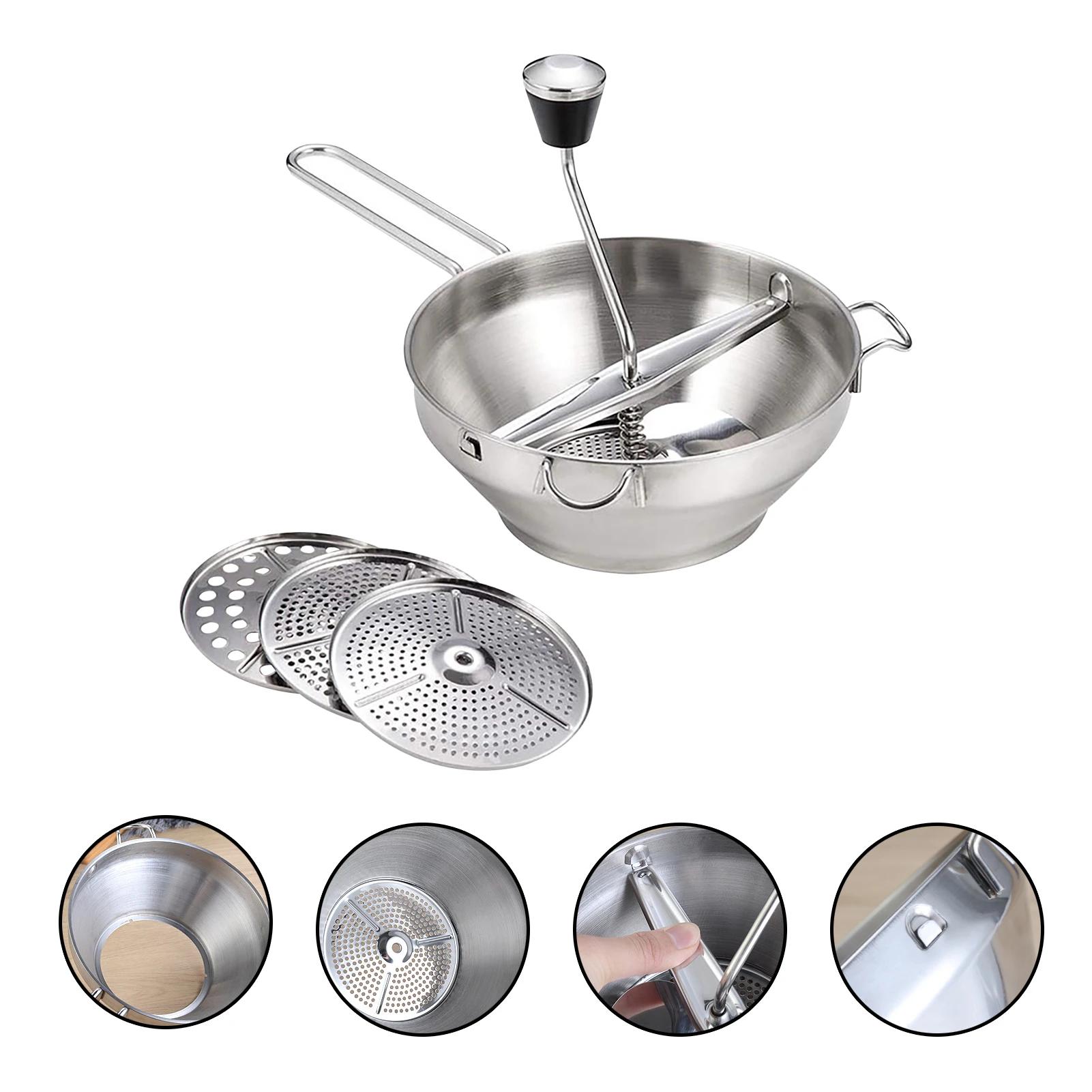 Stainless Steel Food Grinder Potato Masher Fruits Puree Pressing Tool