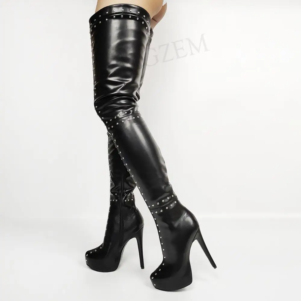 thigh high white platform boots