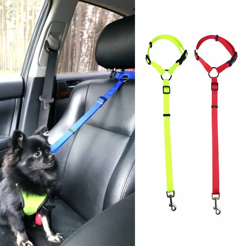 Arnés de seguridad Universal para perros y gatos, accesorio práctico y ajustable para cinturón de seguridad de coche, correa de viaje para cachorros