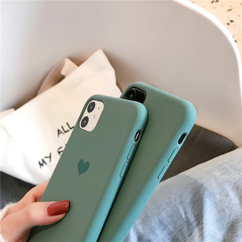 Полночь Зеленый Любовь Сердце чехол для телефона для iphone 11 11Pro 11Pro Max X XR XS Max 7 8 Plus чехол жидкий силиконовый чехол fundas