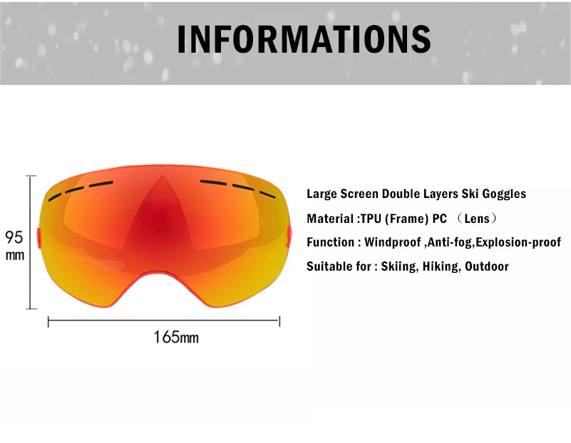 WEST BIKING лыжные очки UV400 Анти-туман большие Лыжные маски очки двухслойные лыжные спортивные мужские женские снежные очки для сноуборда
