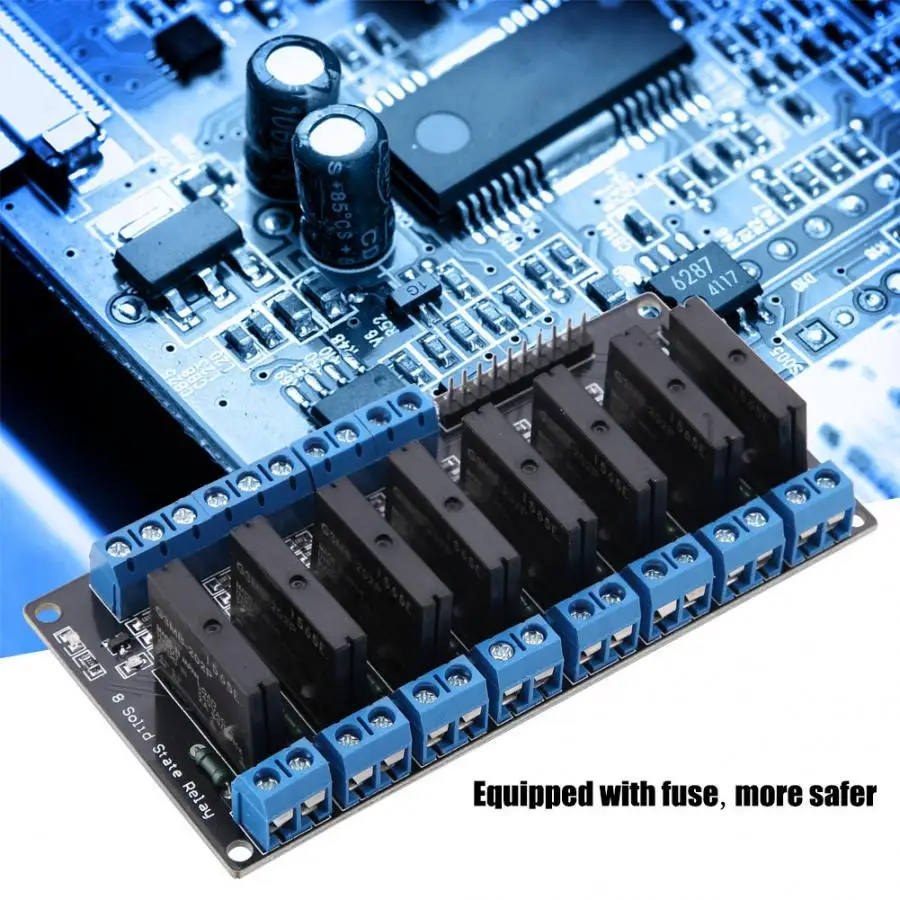 

DC 5V Relay Module 8 Channel Solid State Relay Module with Fuse High Level Trigger