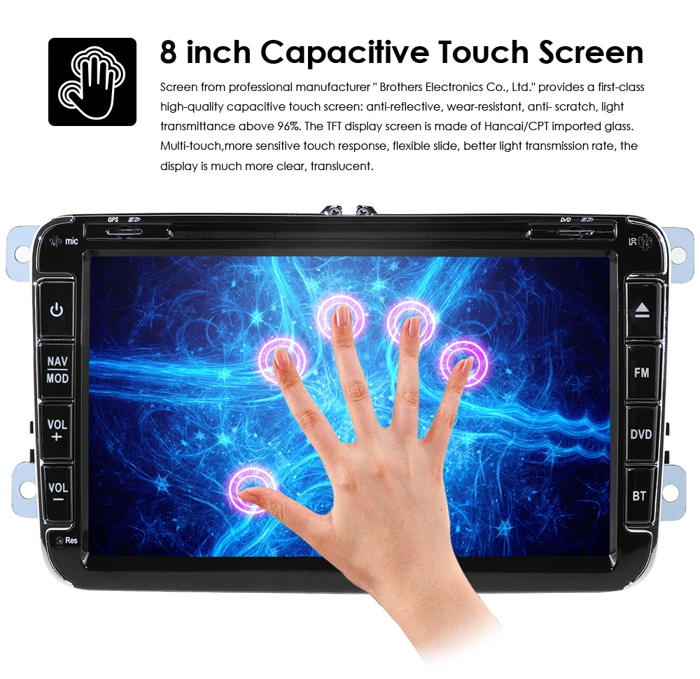 Flash Deal 2 DIN 8 Inch Car DVD Player For Volkswagen Passat POLO GOLF TOURAN Skoda Seat Leon GPS Navigaiton FM RDS Maps 12