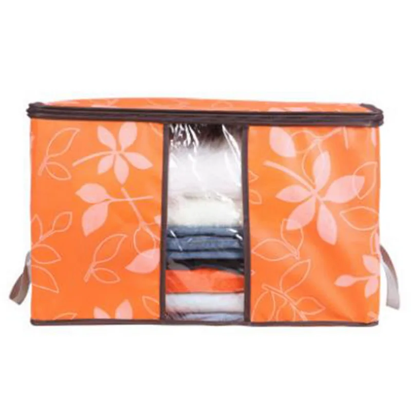 1 шт. одеяло мешок для одежды нетканый материал коробка для хранения с ручками складной влагостойкий герметичный ящик для хранения прозрачный Органайзер - Цвет: C-orange 60x40x35cm