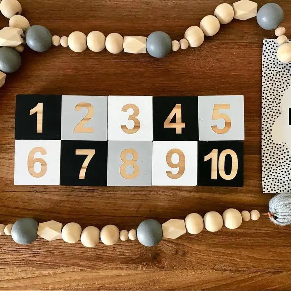 Поделки для дома из цельного дерева 1-10 кубический блок для обучения детей Детские реквизиты для фотосъемки